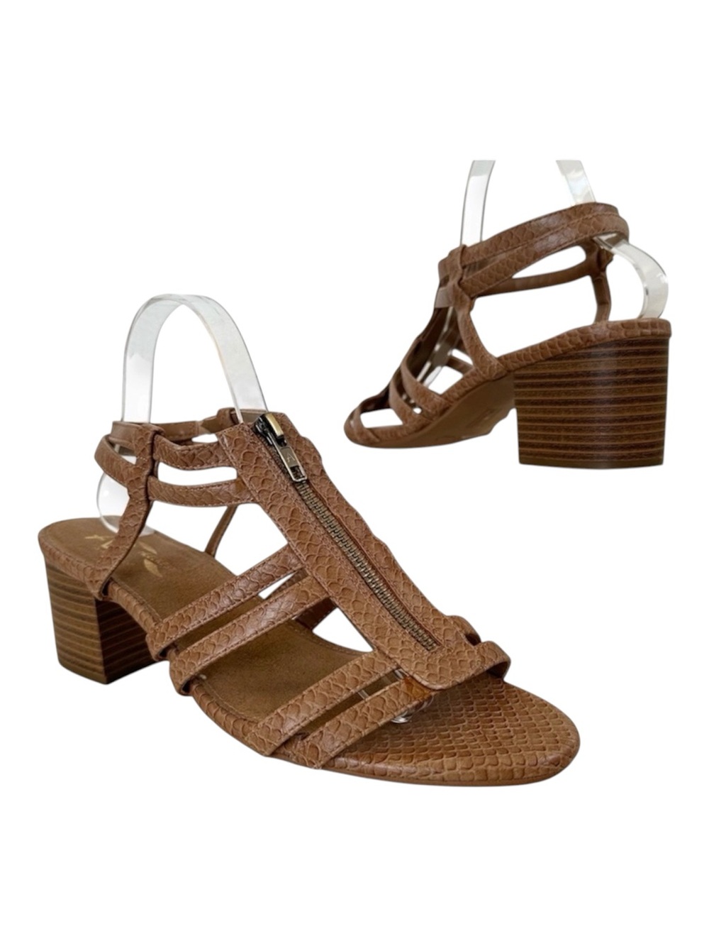 Gladiator Block Chunky Heel Sandals Boho Mid Range A2 by Aerosoles Beige Size 10